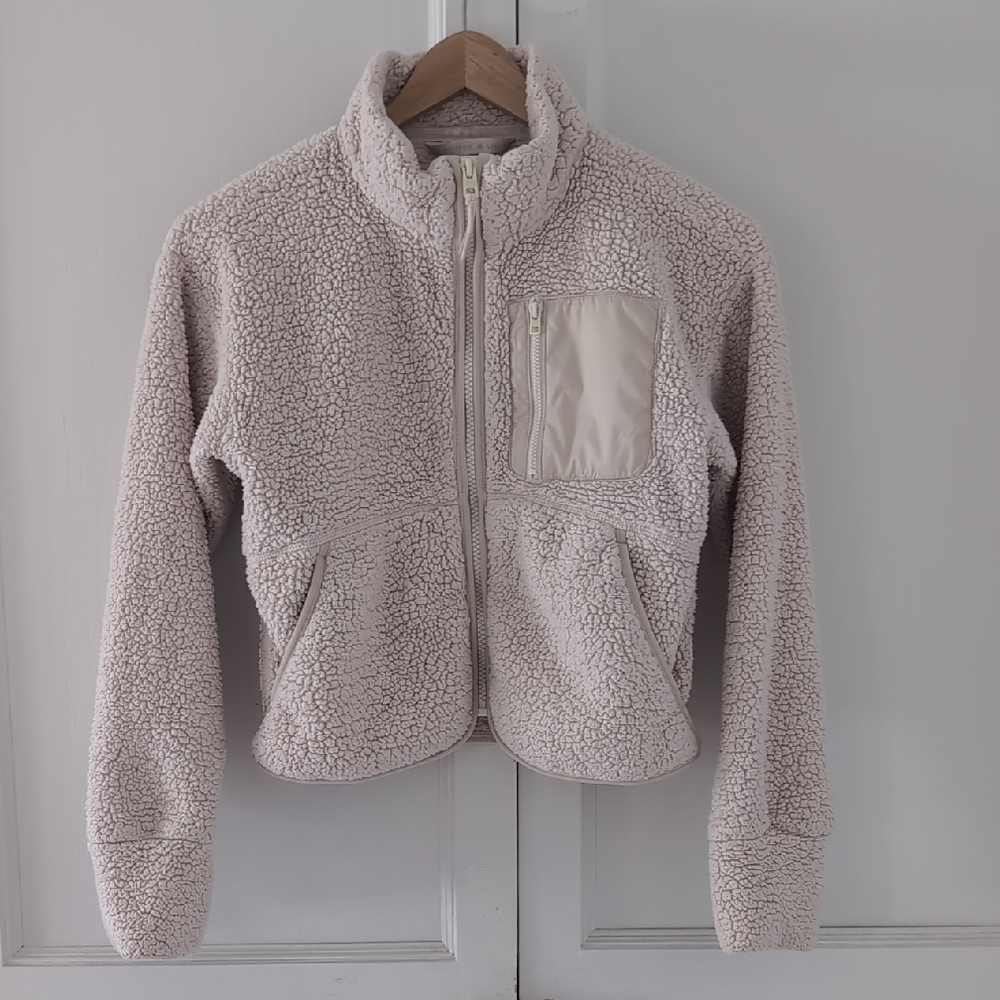 Athleta Girl Cream Kids Sherpa Jacket Sz M